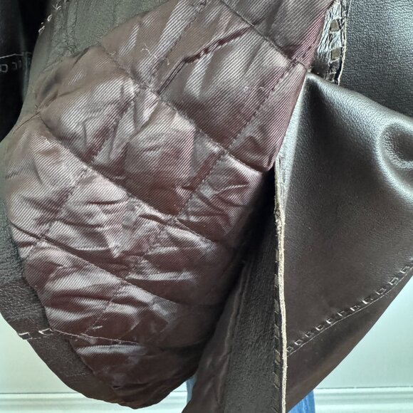 Nylon by Dex - Long Brown Leather Coat with Belt - Picture 12 of 15